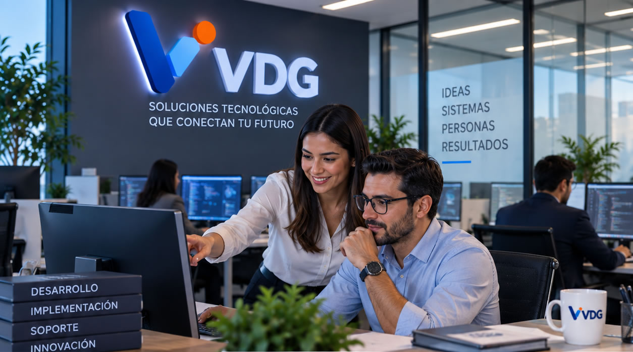 Equipo VDG trabajando en soluciones tecnológicas